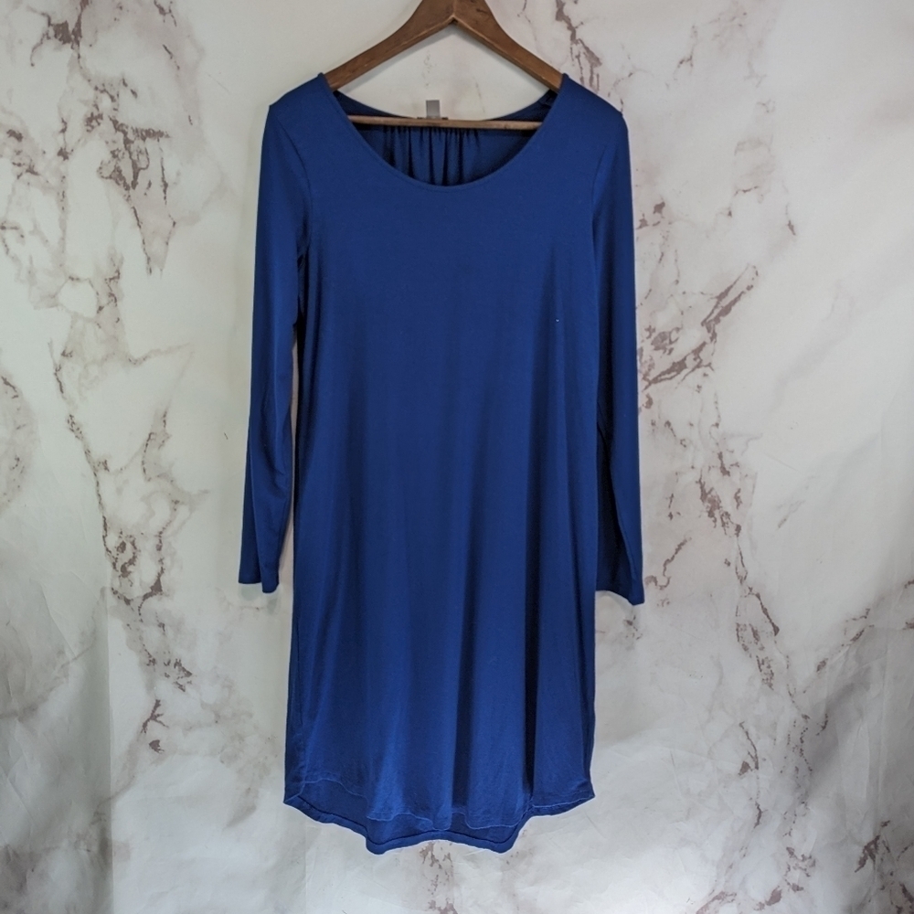 J Jill Dress Women Small Blue Long Sleeve Wearever Jersey Scoop Stretch